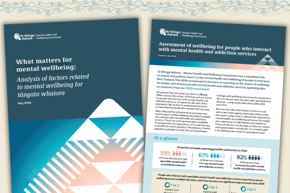 Cover of new reports about improving wellbeing outcomes for people with experience of mental distress